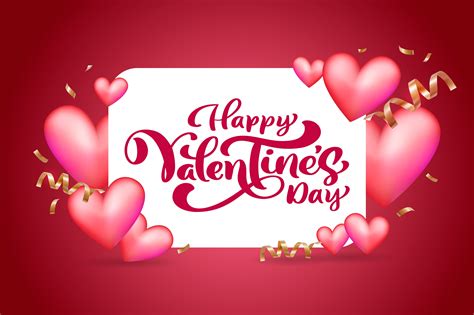Vector Text Happy Valentines Day Typography Design For Greeting Card
