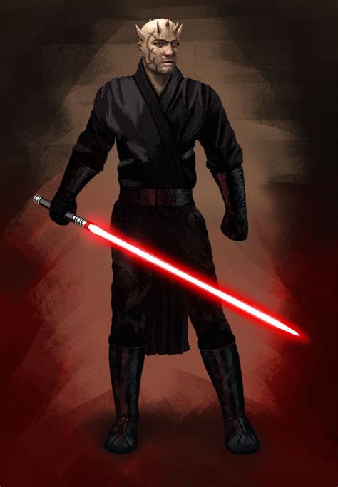 A Drawing Of Darth Vader From Star Wars Holding A Red Lightsaben