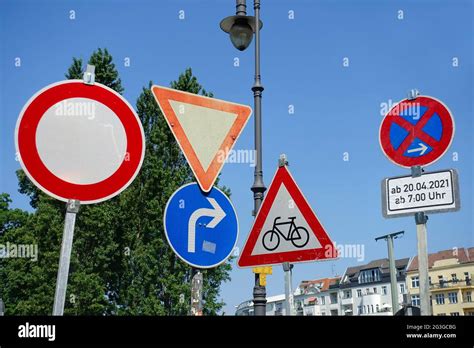 Many Traffic Signs Im Berlin Stock Photo Alamy