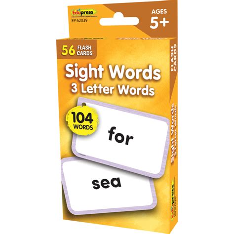 Sight Words Flashcards 3 Letter Words Inspiring Young Minds To Learn