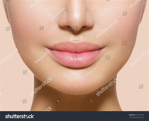 Perfect Lips Sexy Girl Mouth Close Up Beauty Young Woman Smile