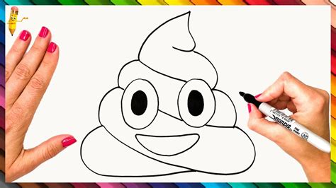 How To Draw A Poop Emoji Step By Step 💩 Poop Emoji Drawing Easy Youtube