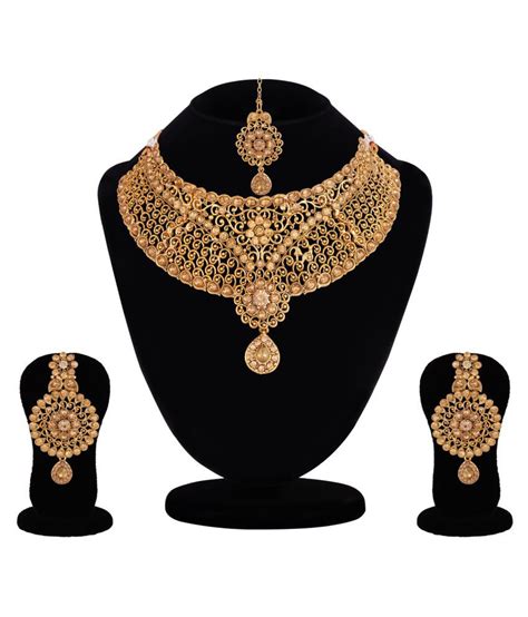 apara copper golden choker traditional gold plated necklaces set buy apara copper golden