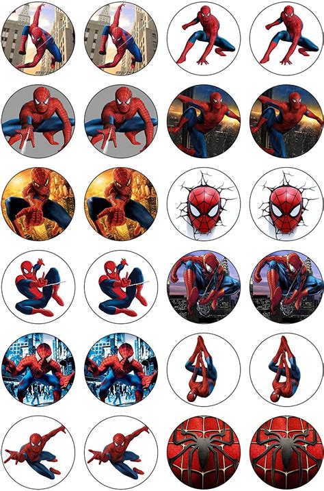 24 Precut Spiderman 40mm Circle Edible Wafer Paper Cake Toppers In 2022