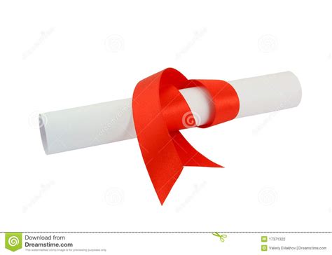 Diploma With Red Ribbon Isolated Stock Photo Image Of College