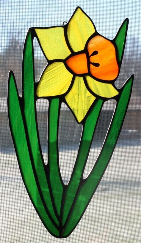 Stained Glass Daffodil Suncatcher Stained Glass Flowers Stained
