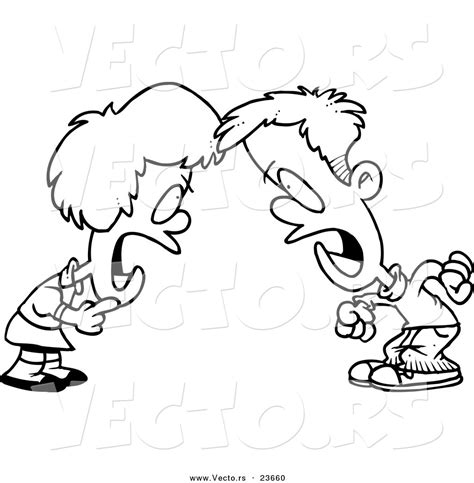 Vector Of A Cartoon Boy And Girl Having A Yelling Match