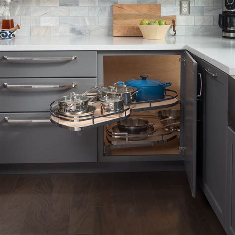 Polymer bushings surround all rotating bearing areas for super quiet performance. Two Shelf Blind Corner Lazy Susan Swingout - All Cabinet Parts