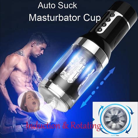 buy auto induction telescopic rotation 420r min male masturbator cup voice flashlight sex