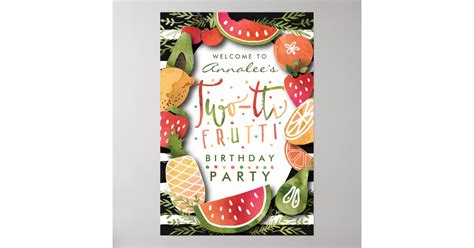 Welcome Sign Two Tti Frutti Fruit Birthday Party Zazzle