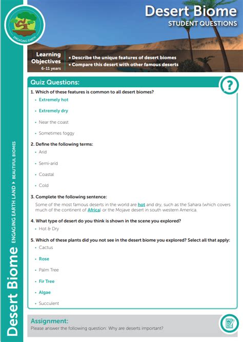 Desert Biome Quiz Answers Content Classconnect