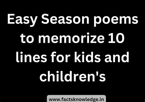 Easy Season Poems To Memorize 10 Lines For Kids And Childrens