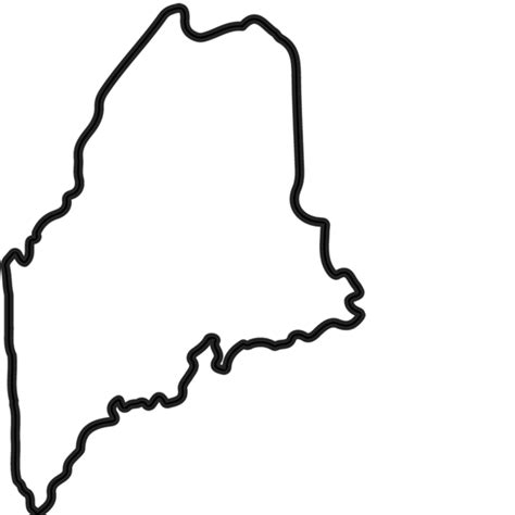 Large Black And White Silhouette Outline Of The State Of Maine Nature