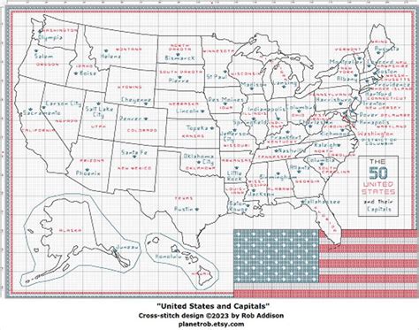 United States And Its Capitals Cross Stitch Map Pdf Download Usa
