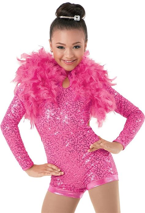 Weissman™ Sequin Biketard With Feathers Dance Outfits Cute Dance Costumes Jazz Dance Costumes