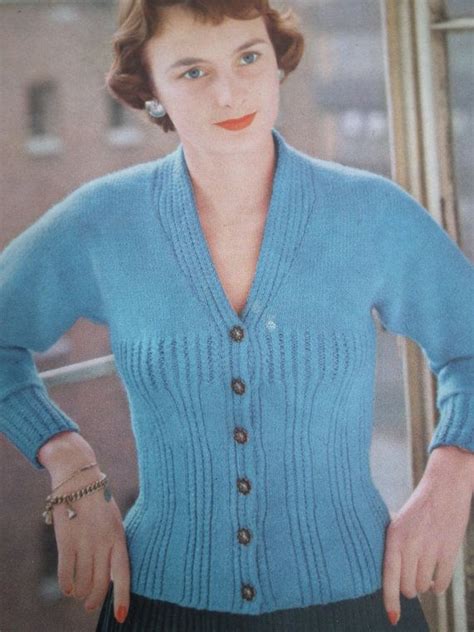 Vintage Knitting Pattern 1950s Womens Cardigan 50s Etsy Vintage