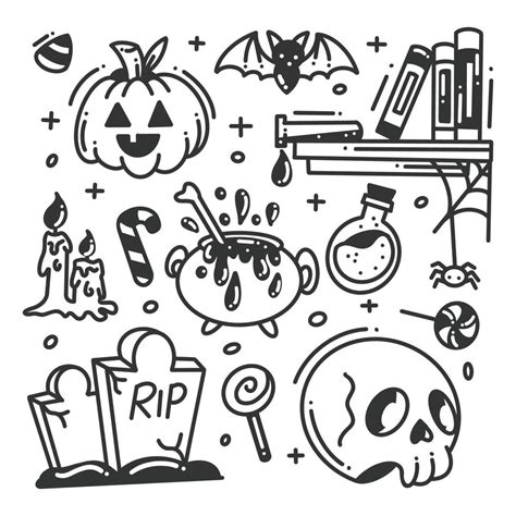 Hand Drawn Halloween Elements Icon Collection 12201718 Vector Art At