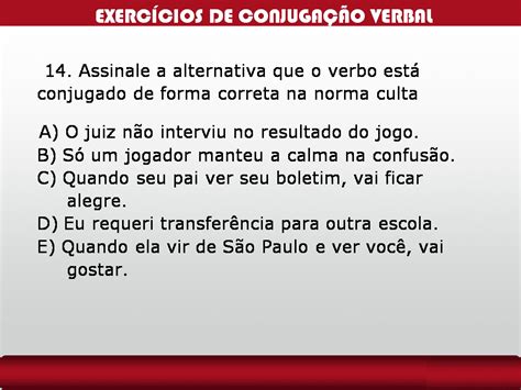 SÓ Linguagem 2021 ExercÍcios De ConjugaÇÃo Verbal