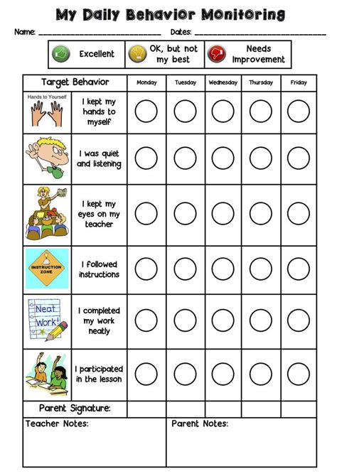 Simple Behavior Chart For Kindergarten