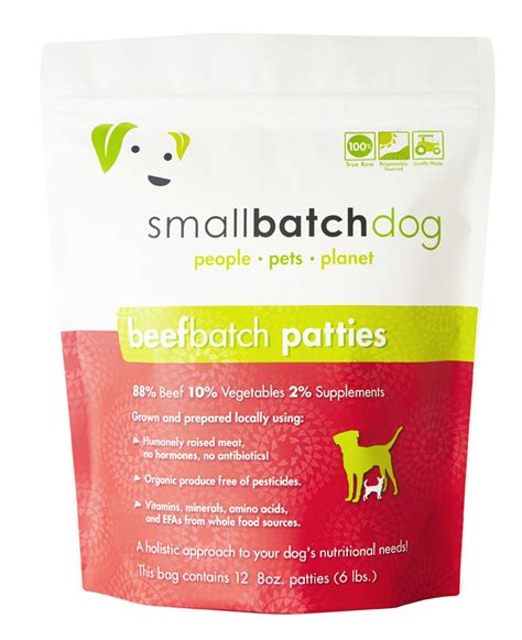 Some formulas are available as patties, sliders or small bites. SMALL BATCH SMALL BATCH Frozen Dog Food Beef - The Fish & Bone