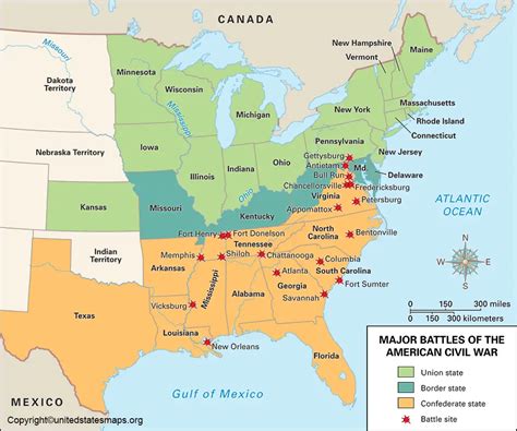 US Civil War Map United States Civil War Map USA