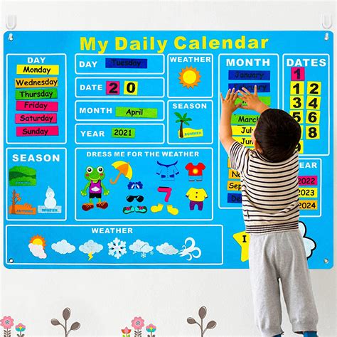 Watinc My First Daily Calendar Felt Board For Toddlers Kids 35ft 70pcs