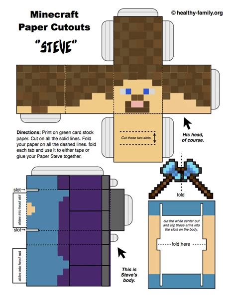 Minecraft Paper Cutouts Steve Minecraft Steve Head Template Mini House