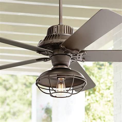 Outdoor industrial fan with light. 60" Industrial Forge Franklin Park Outdoor Ceiling Fan ...