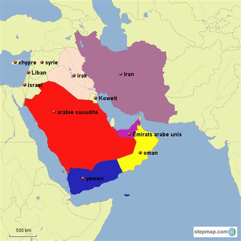 StepMap - Carte Moyen-Orient - Landkarte für Asia