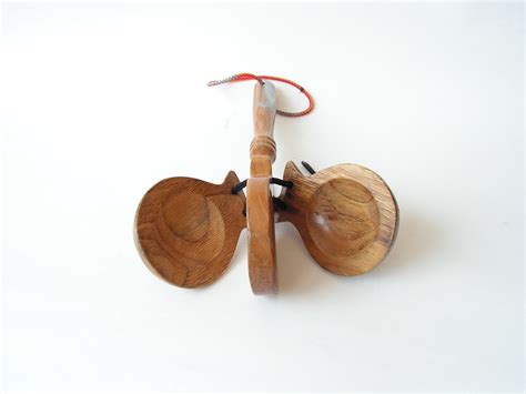 Vintage Castanets With Handle Handmade Wooden Castanets Etsy