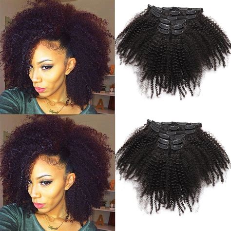 37 Best Images Clip Ins For Black Hair Amazon Com 10inch Afro Kinky