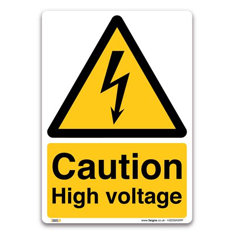 Hazard Safety Warning Sign Sticker 1mm Plastic Danger High Voltage
