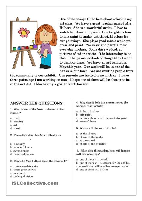 Free 2nd Grade Reading Comprehension Worksheets