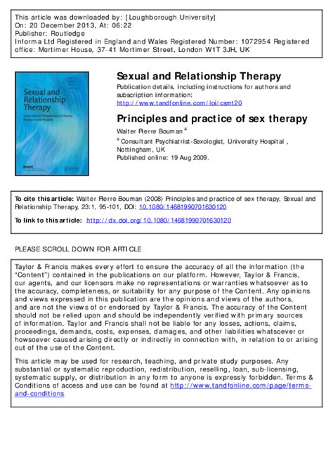 Pdf Principles And Practice Of Sex Therapy Walter Bouman
