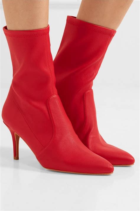 stuart weitzman womens cling leather sock boots red red boots renza