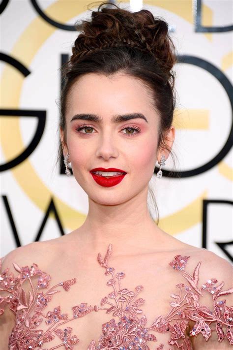 Lily Collins Shuts Down The Red Carpet With Her Sexy Goth Pink Makeup
