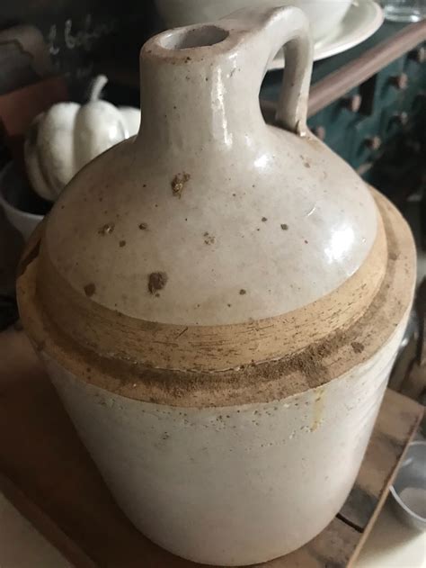 Vintage Stoneware Gallon Crock Primitive Pottery Moonshine Etsy