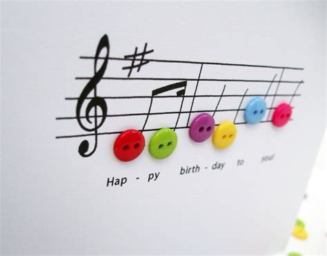 Happy Birthday Music Card Birthday Card With Button Notes