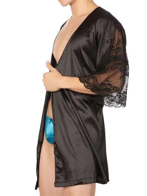Men S Satin And Lace Robe Sexy Lingerie For Men Xdress Uk