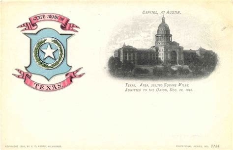 Austinpostcard Capitol At Austin Texas Area 265760 Square Miles