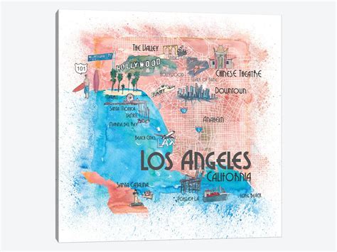 Los Angeles Usa Illustrate Canvas Print Markus And Martina Bleichner