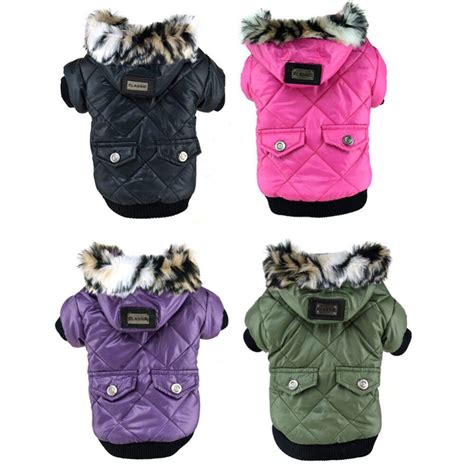 Large Puppy Dog Faux Pockets Fur Trimmed Dog Hoodies Jackets Costume