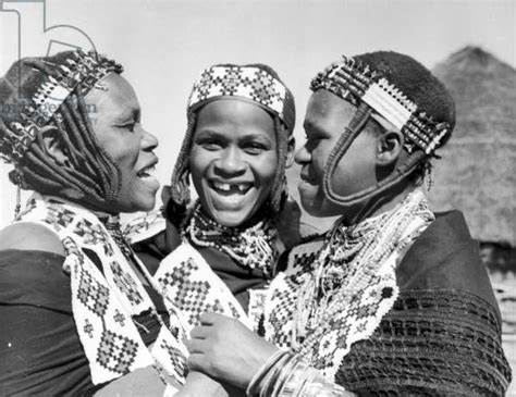 South Africa Zulu Women Zulu Wives Wearing Beaded Neck And Head Pieces