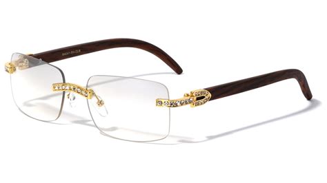 Men Rectangular Frame Clear Lens Designer Rimless Eyeglasses