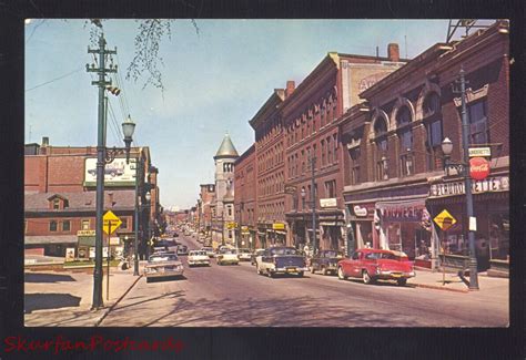 Augusta Maine Downtown Street Scene 1950s Cars Stores Vintage Postcard