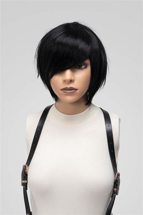 Black Emo Human Hair Wig Mens Unisex One Size Ebay