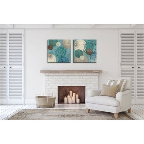 Gango Home Decor Abstract Circle Patterned Wall Art Two Blue 24x24in