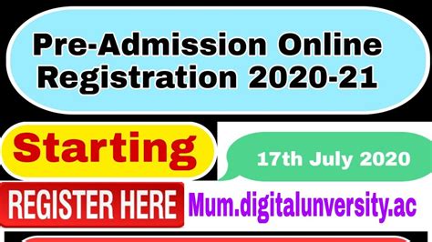 Mumbaiuniversityadmission2020 21pre Admissiononlineregistration
