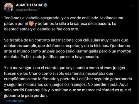 Agmeth Escaf Lanzó Duro Mensaje Por La Pérdida De Los Panamericanos “se Perdió Porque El