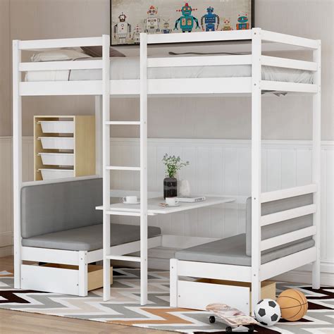 38 Wooden Loft Bed With Desk And Drawers